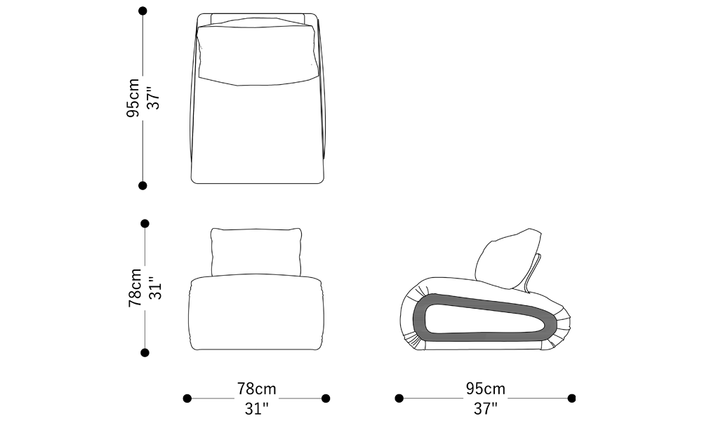 Image of the main dimensions of the product